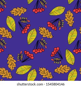 Vector background with red, orange, brown and yellow falling autumn leaves.