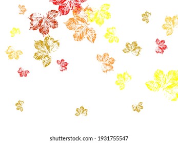 Vector background with red, orange, brown and yellow falling autumn leaves. Canadian symbol maple red orange gold dry autumn leaves.  Stylish tree foliage vector october seasonal background.