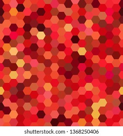 Vector background with red, orange hexagons. Can be used for printing onto fabric and paper or decoration.