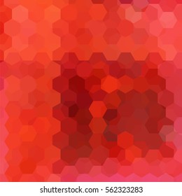 Vector background with red, orange hexagons. Can be used in cover design, book design, website background. Vector illustration.