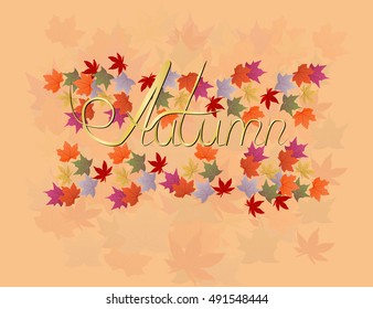 Vector background with red, orange, violet and yellow falling autumn leaves