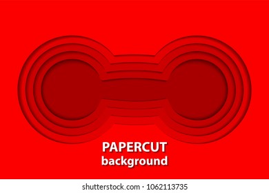 Vector background with red paper cut shapes. 3D abstract paper art style, design layout for business presentations, flyers, posters, prints, decoration, cards, brochure cover.