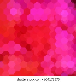 Vector background with red, pink hexagons. Can be used in cover design, book design, website background. Vector illustration