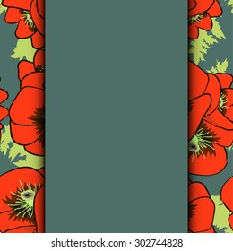 Vector background with red poppies for wedding invitation or flyer Easily editable vector image