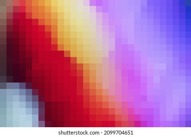 Vector background from red and purple and yellow colors squares. Geometric texture. Abstract art pattern of square pixels, space for your design or text. A backing of mosaic squares