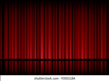 vector background with red velvet curtain