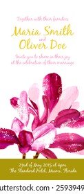 Vector background with red watercolor magnolia for wedding invitation or flyer