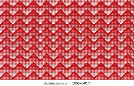 Vector background of red and white zigzag pattern. Zigzag halftone for prints, paper or a poster.