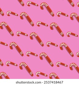 Vector background with repeating Christmas pattern. traditional christmas cookies. Repeating pattern, shading, Christmas, candy. Red object on purple background