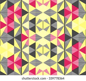 Vector background of repeating geometric stars and triangles. Stars seamless backdrop