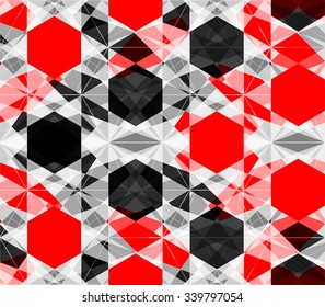 Vector background of repeating geometric stars and triangles. Stars seamless backdrop