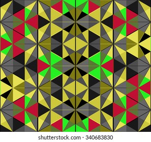 Vector background of repeating geometric stars and triangles. Stars seamless backdrop