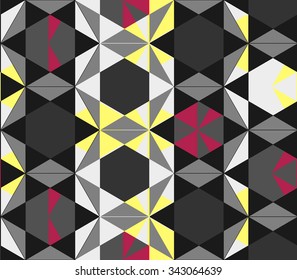 Vector background of repeating geometric stars and triangles. Stars seamless backdrop