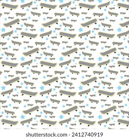 
Vector background with repeating pattern fill. Repeating pattern with skateboard. Background, texture, sport, leisure, extreme sports. Skateboard.