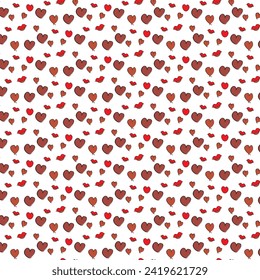 Vector background with repeating pattern fill. Repeating pattern in the shape of various hearts and abstract lips. Love, romance, romantic, valentine's day, holidays, lovers.