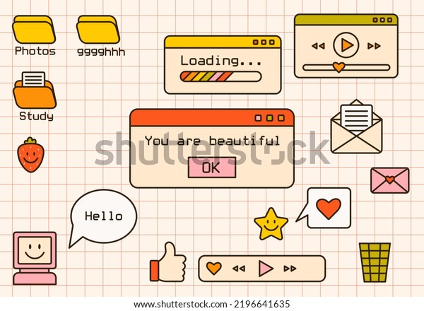 Vector Background Retro Computer Windows Screens Stock Vector (Royalty ...