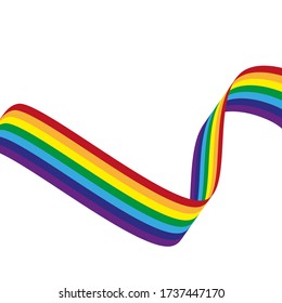 vector background with ribbon in rainbow on a white background