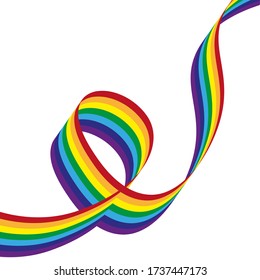 Vector Background With Ribbon In Rainbow On A White Background