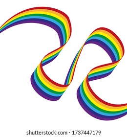 vector background with ribbon in rainbow on a white background