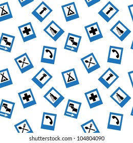 Vector background with  road signs, seamless pattern