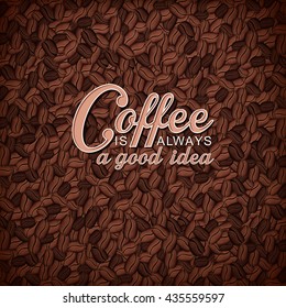 Vector background with roasted coffee beans 