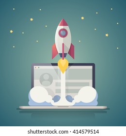 vector background with rocket launch