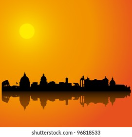 Vector background with Rome silhouette skyline