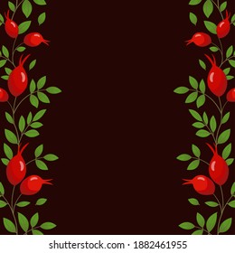 Fondo vectorial con caderas de rosa; para tarjetas de felicitación, invitaciones, afiches, banners.