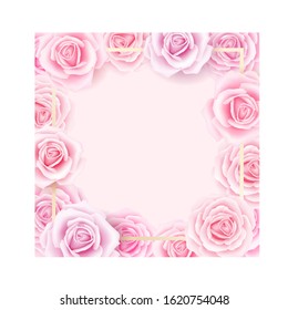 Vector background with roses flowers. Romantic design for greeting card, wedding invitation