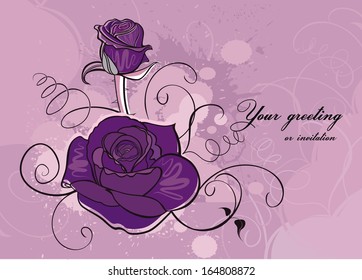 vector background with roses in grunge style