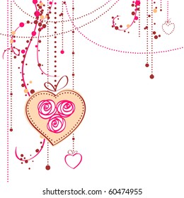 Vector background with roses and hearts. Valentine's day card