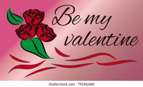 Vector background with roses illustration and Valentine's Day legend