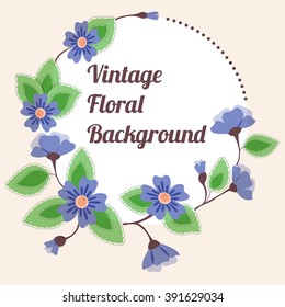 Vector background with round floral banner vintage