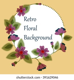 Vector background with round floral banner retro