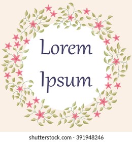 Vector background with round floral banner vintage