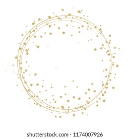 Vector background with round frame of golden stars. Good for card, invitation, banner template.