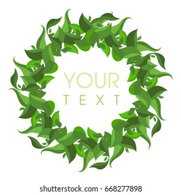 Vector background round frame of summer leaves