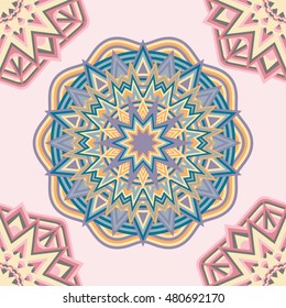 Vector background with round ornament.  Seamless Pattern. Endless geometric texture.
