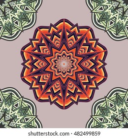 Vector background with round ornament.  Seamless Pattern. Endless geometric texture.