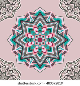 Vector background with round ornament.  Seamless Pattern. Endless geometric texture.