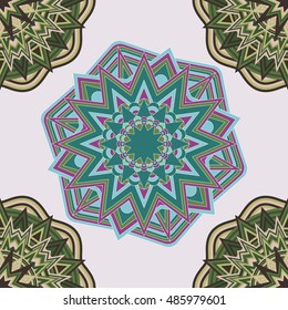 Vector background with round ornament.  Seamless Pattern. Endless geometric texture.