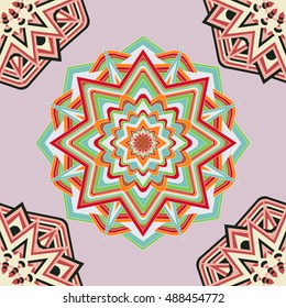 Vector background with round ornament.  Seamless Pattern. Endless geometric texture.
