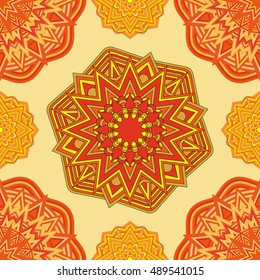 Vector background with round ornament.  Seamless Pattern. Endless geometric texture.
