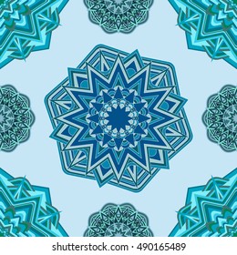 Vector background with round ornament.  Seamless Pattern. Endless geometric texture.

