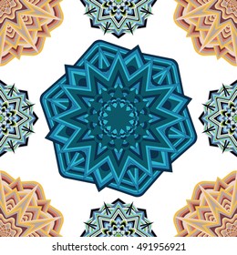 Vector background with round ornament.  Seamless Pattern. Endless geometric texture.