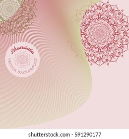 Vector background with round ornate and wavy lines. Round Ornament Pattern. Vintage decorative elements. Oriental motifs. Vector illustration