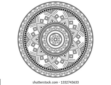 Vector background of a round pattern in the form of a mandala. Ancient decorative elements. Islamic, Arab, Indian, Ottoman motifs. Can be used for textile, greeting card, coloring book 