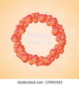 vector background with round rose wreath