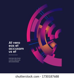 Vector background. Rounded connect shapes on dark background