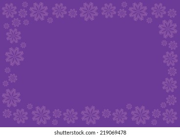Vector background in royal purple with light purple floral pattern border frame